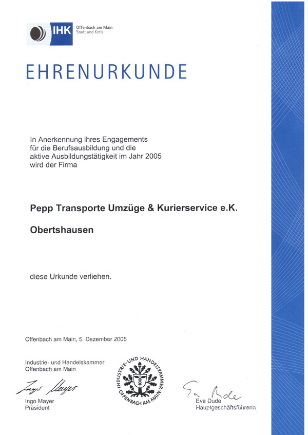 IHK Urkunde 2005