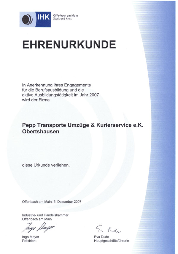IHK Urkunde 2007