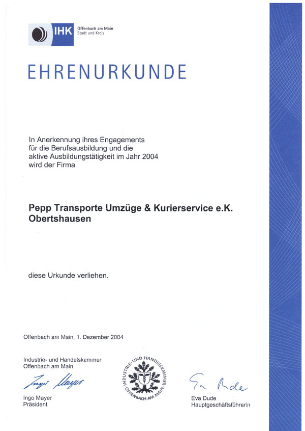 IHK Urkunde 2004