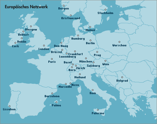 Karte des europäischen Netzwerks