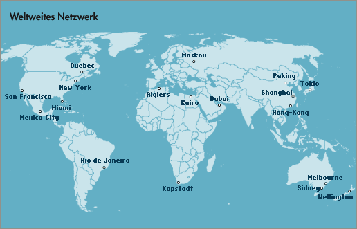 Karte des weltweiten Netzwerks